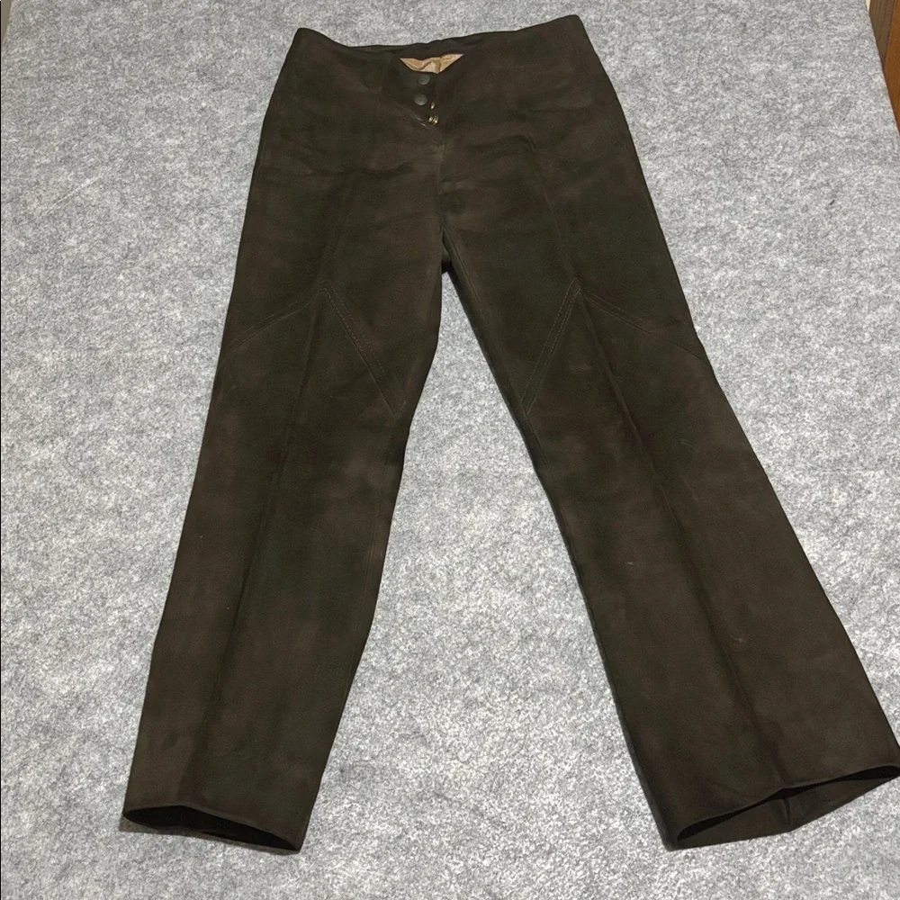 Vintage Black Leather Vest with Embroidered Trim - Picture 9 of 13